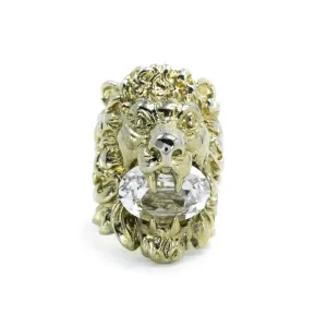 Gucci Yellow Gold With Crystal Lionhead Motif Ring Size 10 ( UK J )