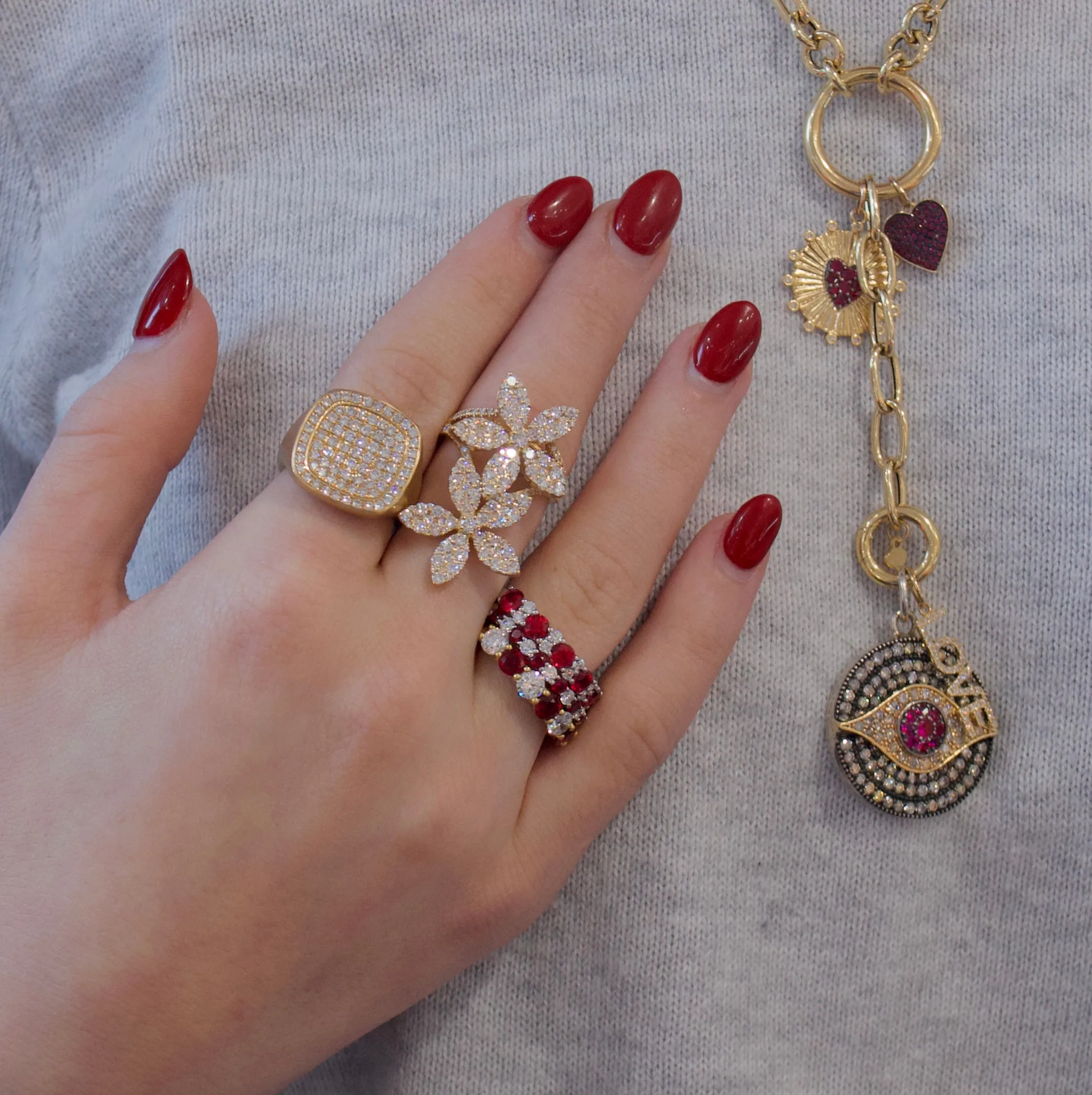 Half-Way Colored Stone Rings