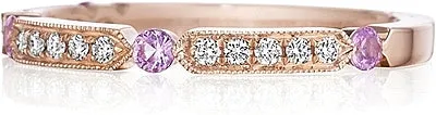 Henri Daussi Pink Sapphire & Diamond Wedding Band