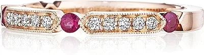Henri Daussi Ruby & Diamond Wedding Band
