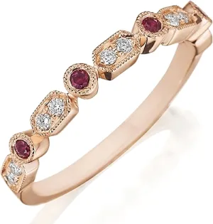 Henri Daussi Ruby & Diamond Wedding Band