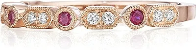Henri Daussi Ruby & Diamond Wedding Band