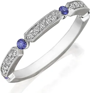 Henri Daussi Sapphire & Diamond Wedding Band