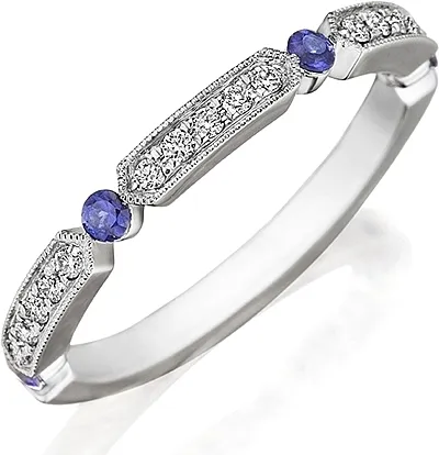 Henri Daussi Sapphire & Diamond Wedding Band