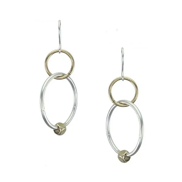 Interlocking Rings with Bead Wire Earring