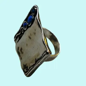 Israeli jewelry artistic BOHO sterling silver ring blue opal bagues Bluenoemi