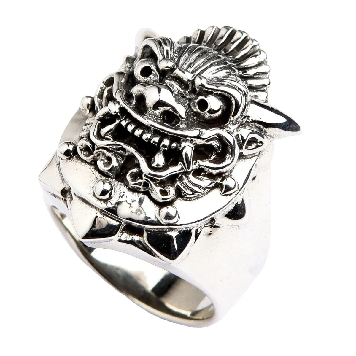 Japanese Devil Mask 925 Sterling Silver Biker Ring