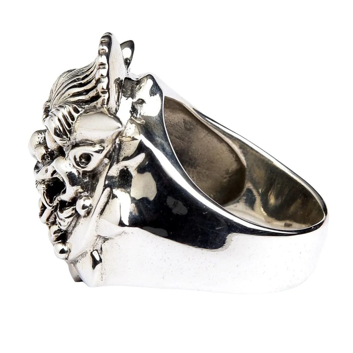 Japanese Devil Mask 925 Sterling Silver Biker Ring