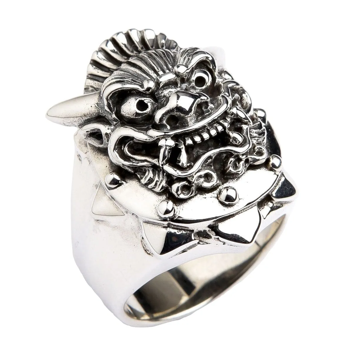 Japanese Devil Mask 925 Sterling Silver Biker Ring