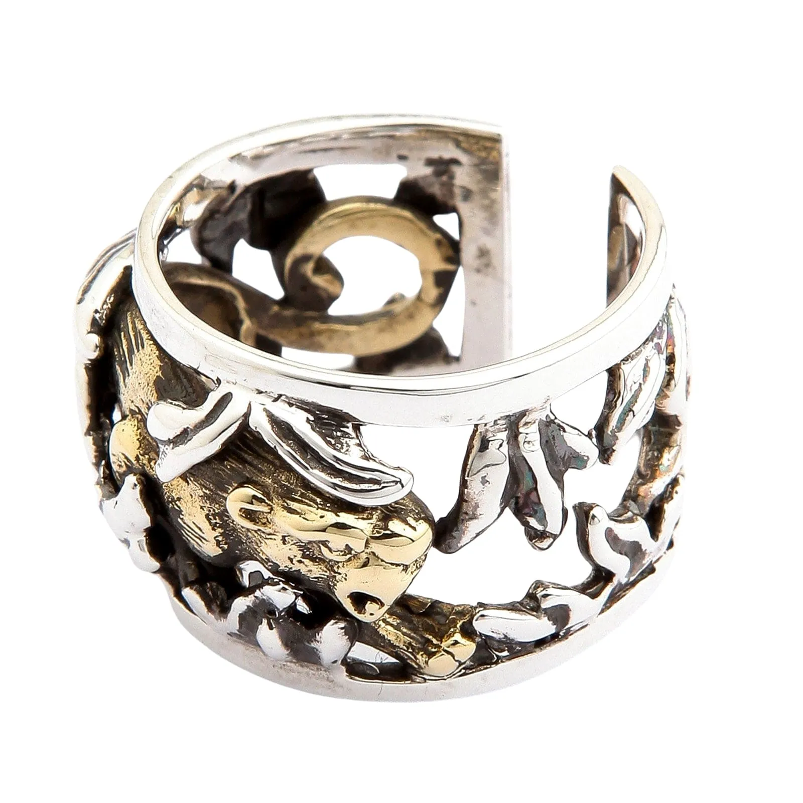 Japanese Gold Tiger Sterling Silver Adjustable Size Ring