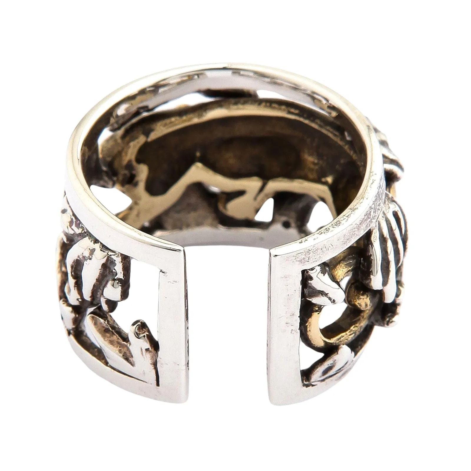 Japanese Gold Tiger Sterling Silver Adjustable Size Ring
