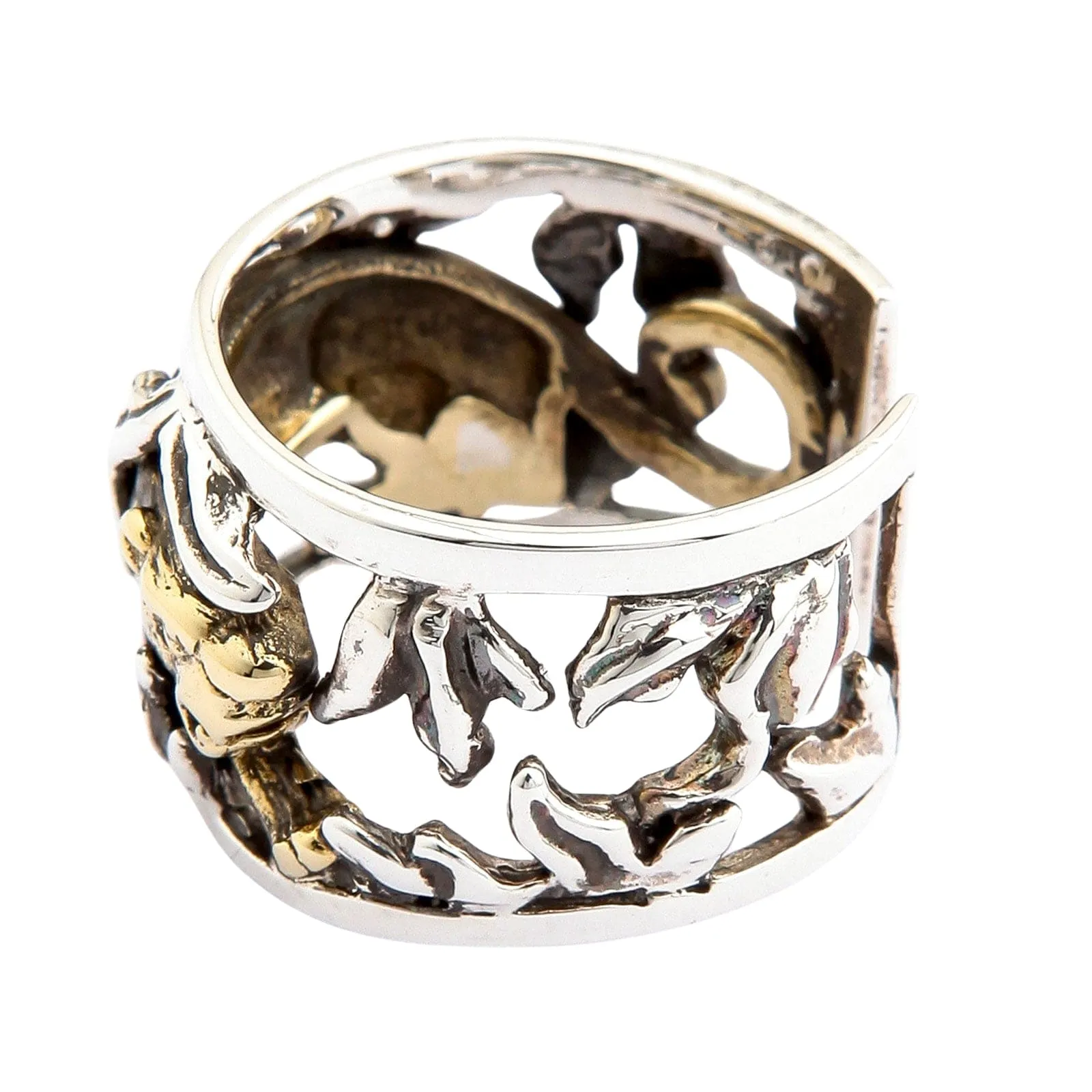Japanese Gold Tiger Sterling Silver Adjustable Size Ring