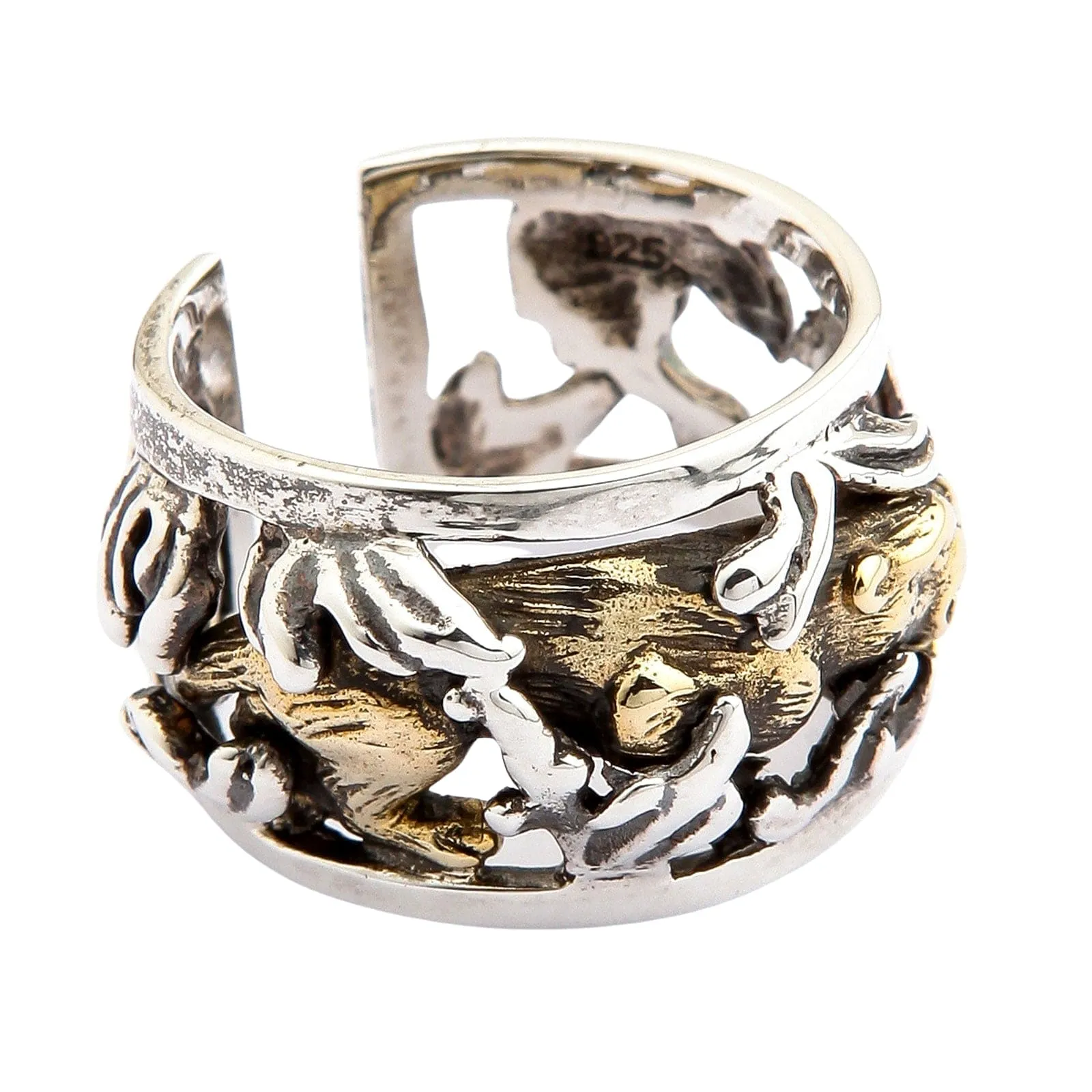 Japanese Gold Tiger Sterling Silver Adjustable Size Ring