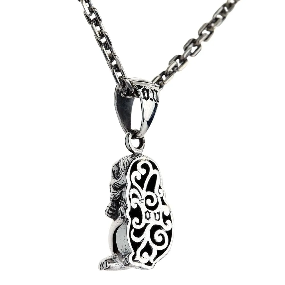 Japanese Guardian Lion-Dog Komainu Sterling Silver Pendant