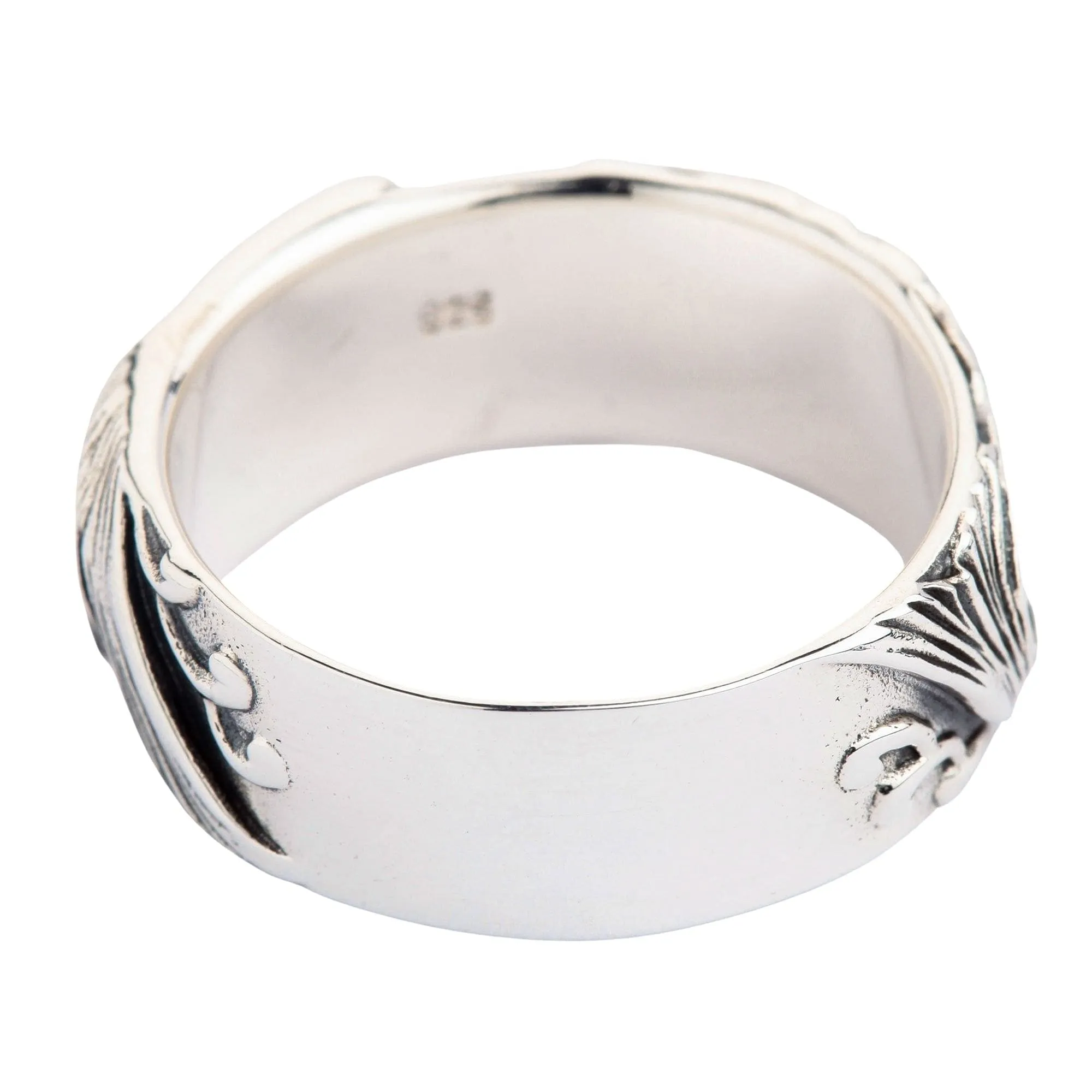 Japanese Koi Fish 925 Sterling Silver Wedding Band Ring