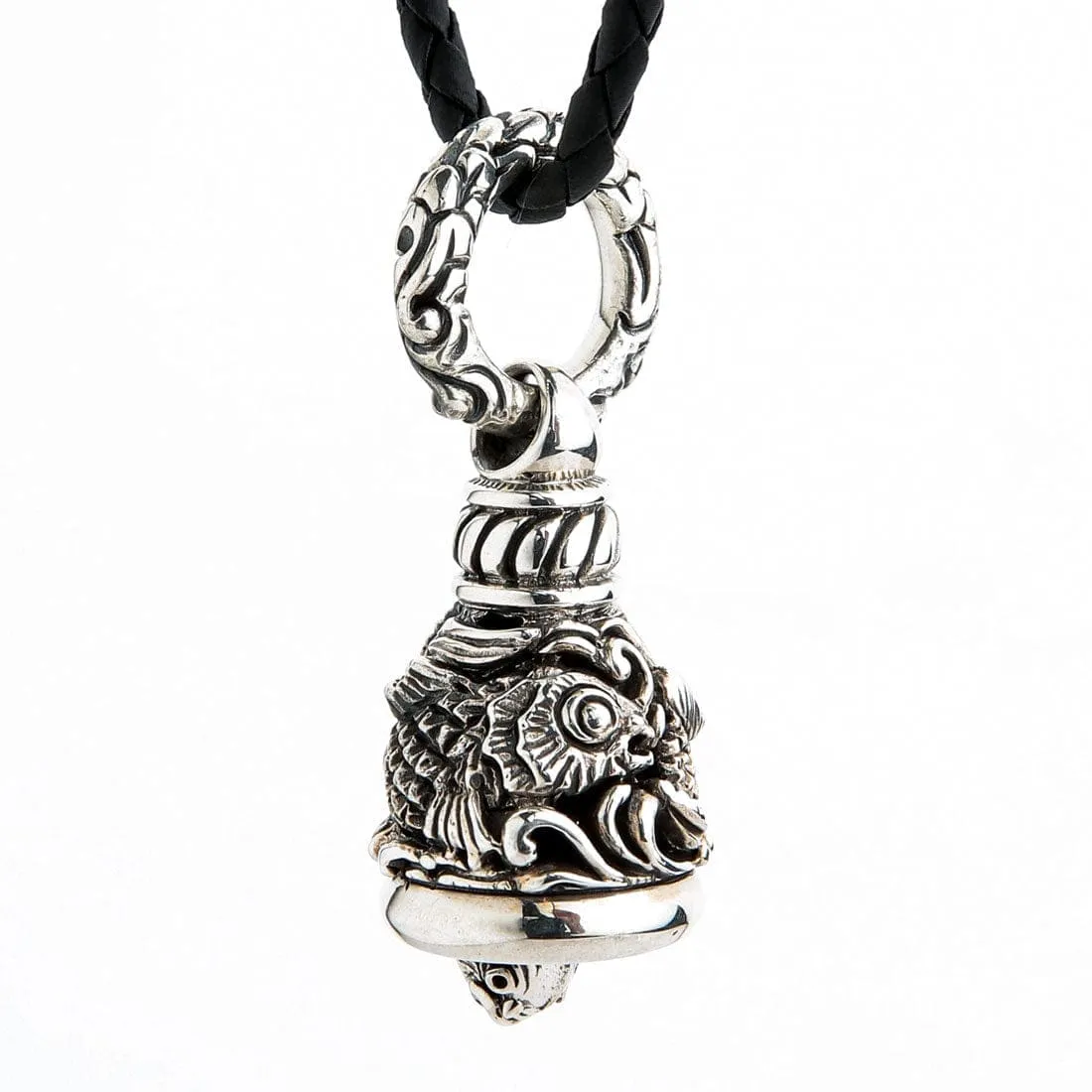 Japanese Koi Fish Sterling Silver Bell Pendant