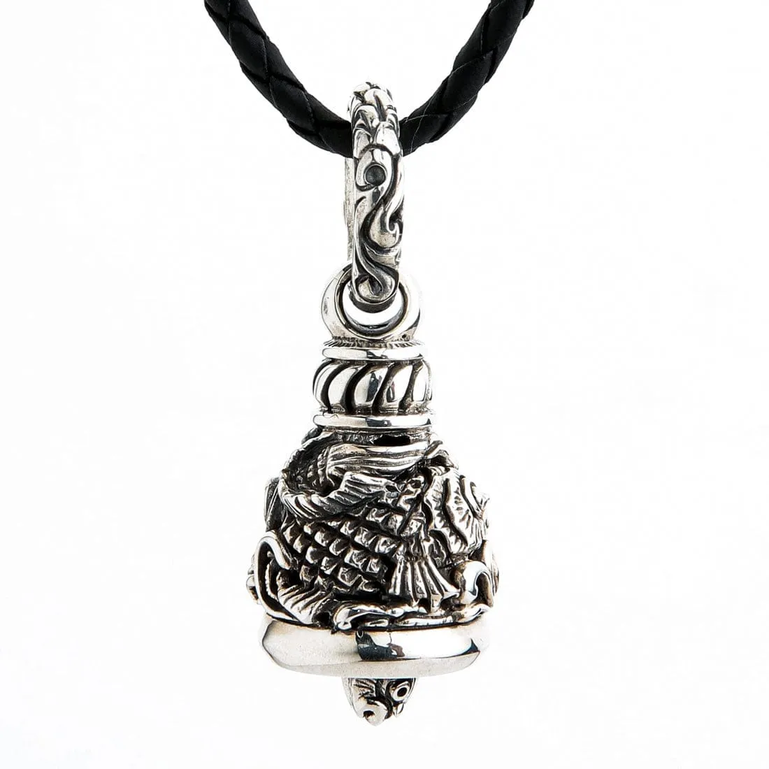 Japanese Koi Fish Sterling Silver Bell Pendant