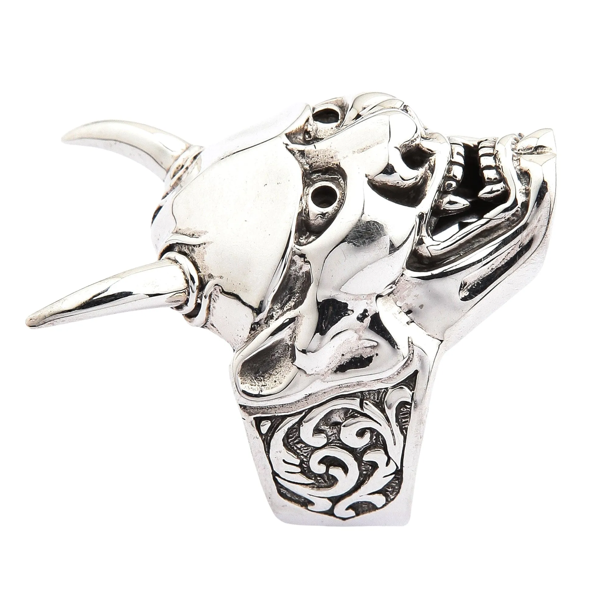 Japanese Oni Mask Sterling Silver Devil Ring