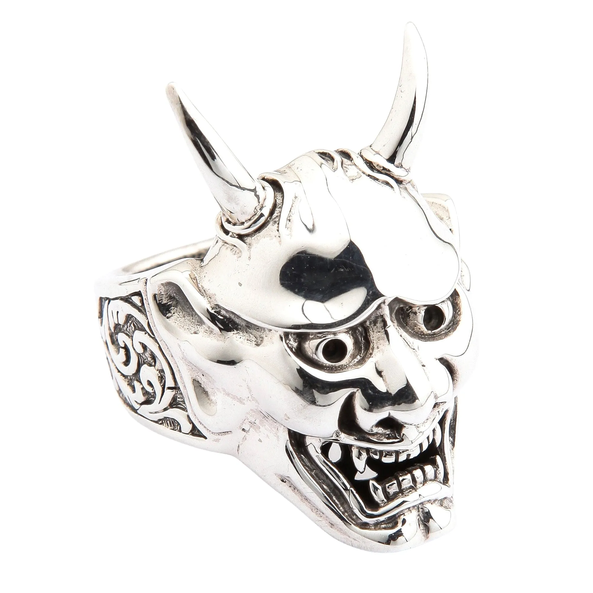 Japanese Oni Mask Sterling Silver Devil Ring