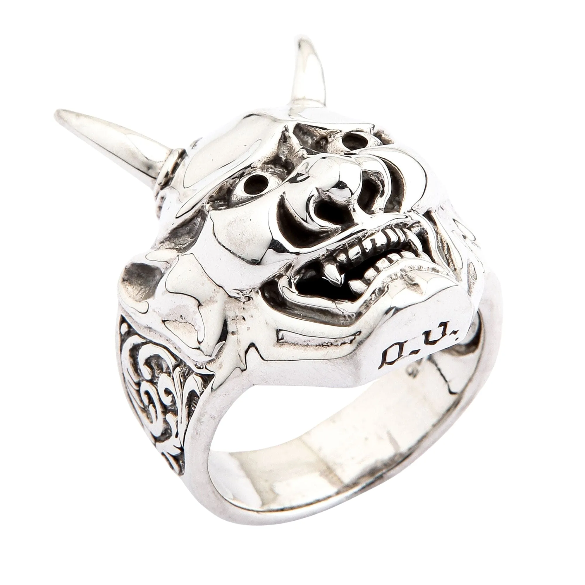 Japanese Oni Mask Sterling Silver Devil Ring
