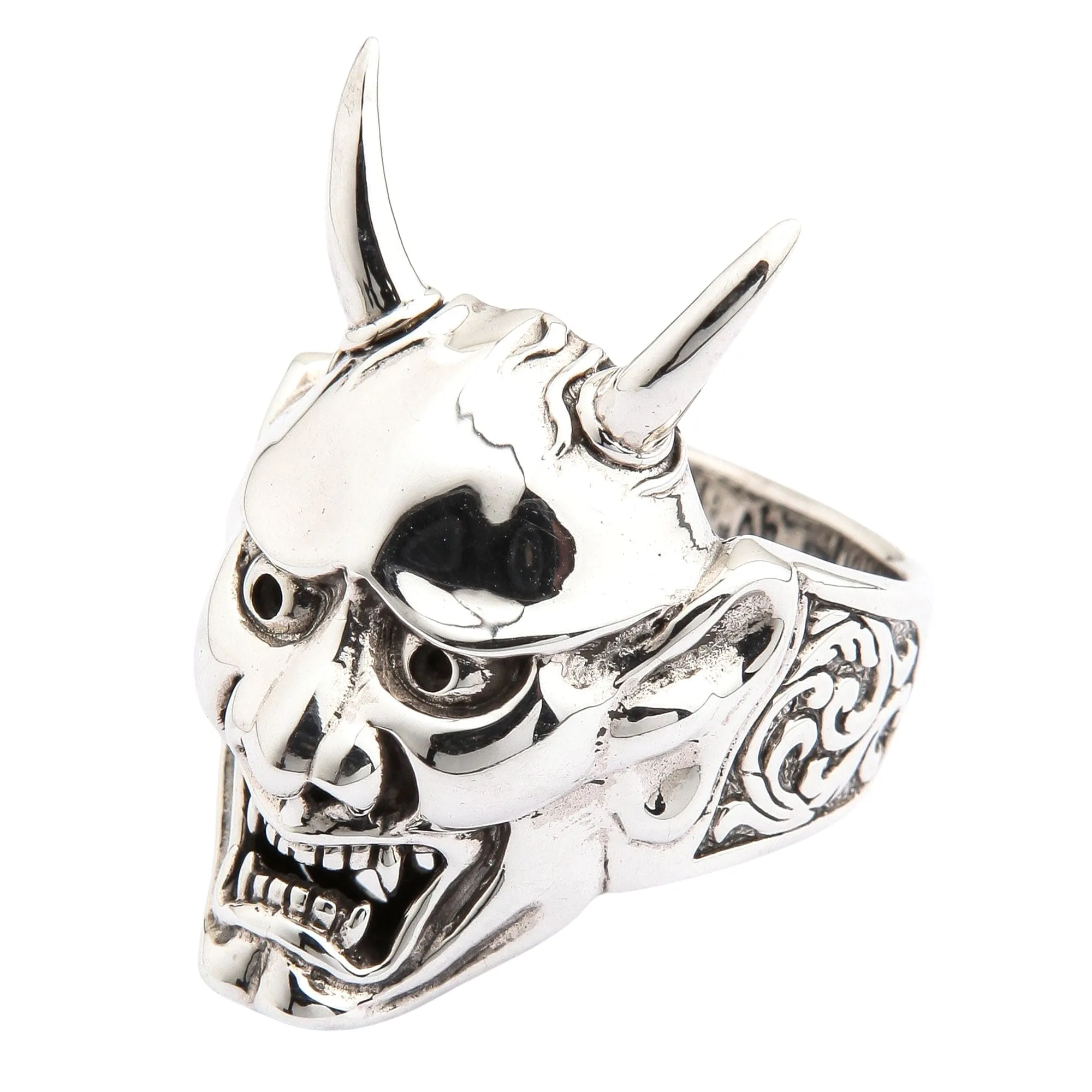 Japanese Oni Mask Sterling Silver Devil Ring