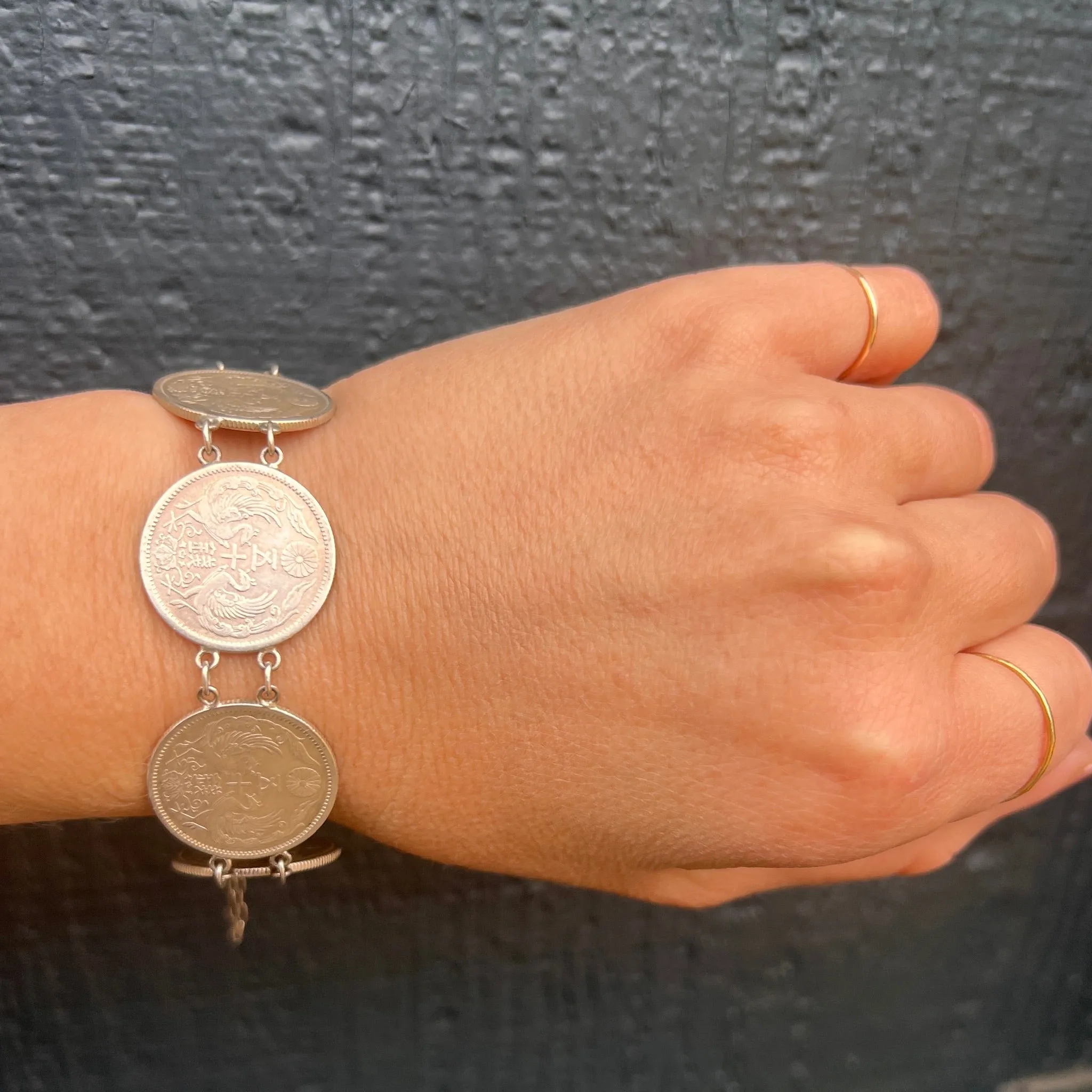 Japanese Sen Coin Bracelet & Earring Set