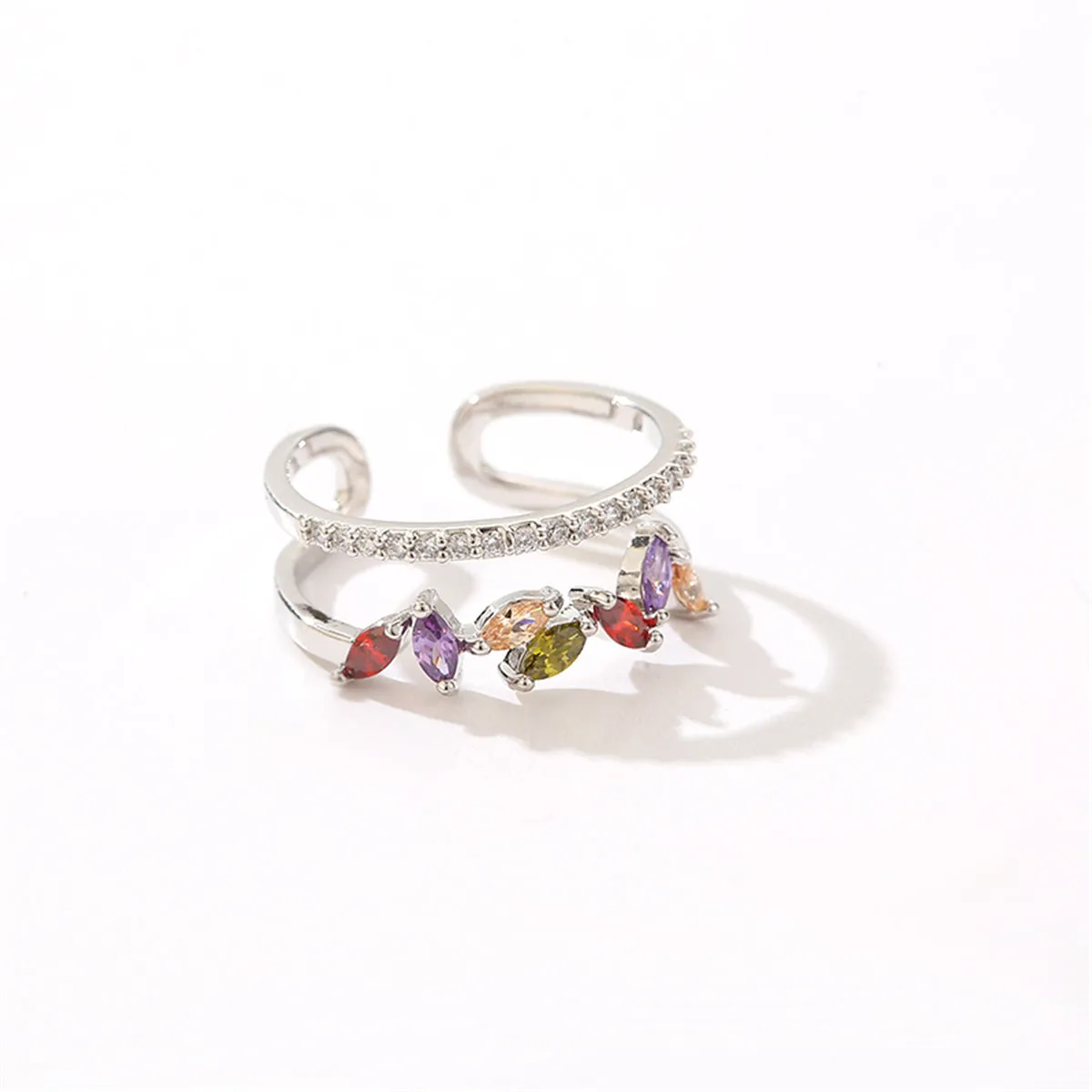 Jewel-Tone Crystal & Cubic Zirconia Pear Bypass Ring