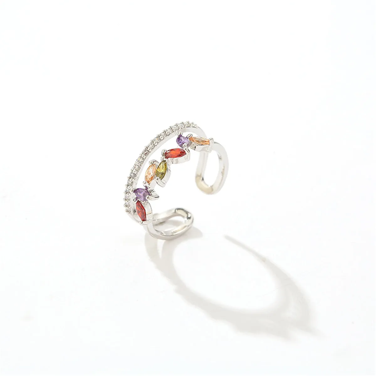 Jewel-Tone Crystal & Cubic Zirconia Pear Bypass Ring
