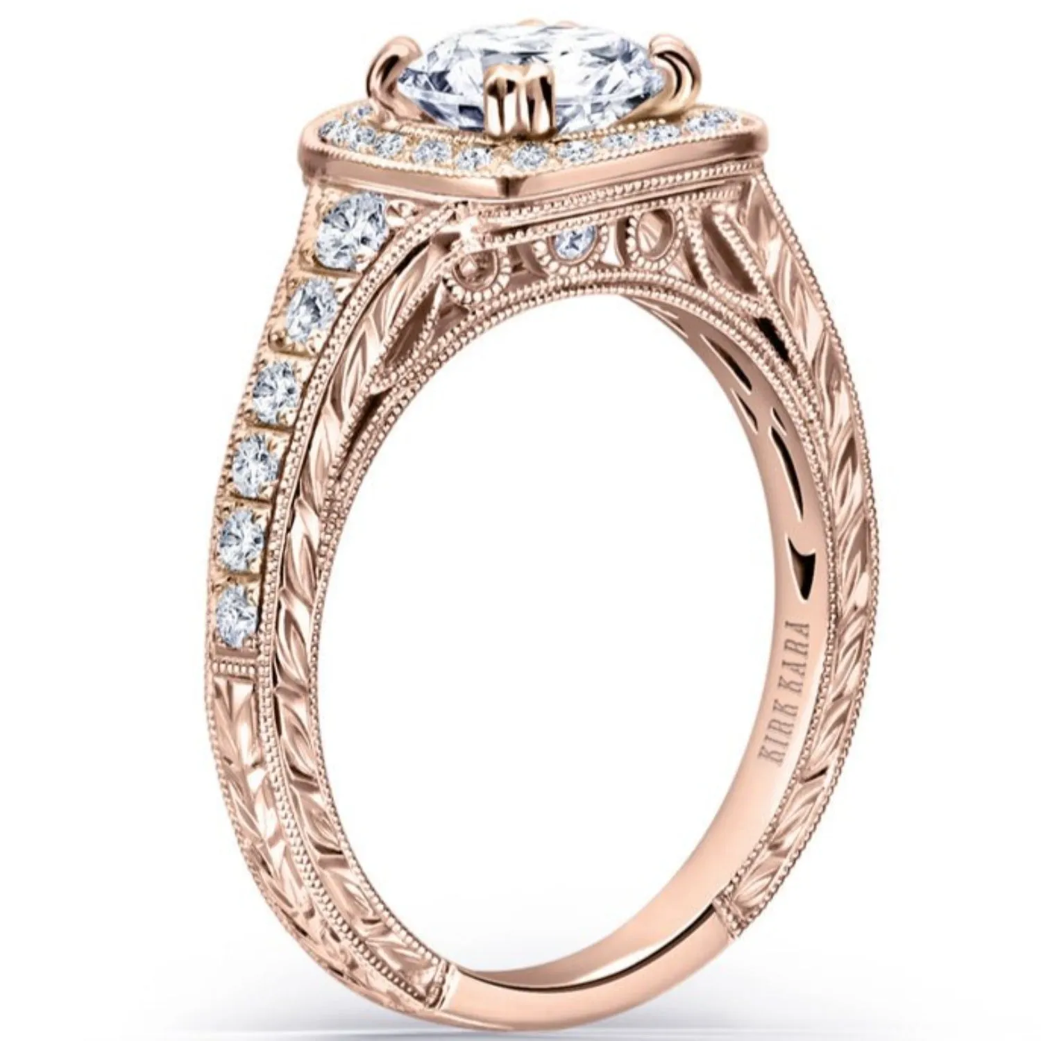 Kirk Kara "Carmella" Round Cut Halo Diamond Engagement Ring