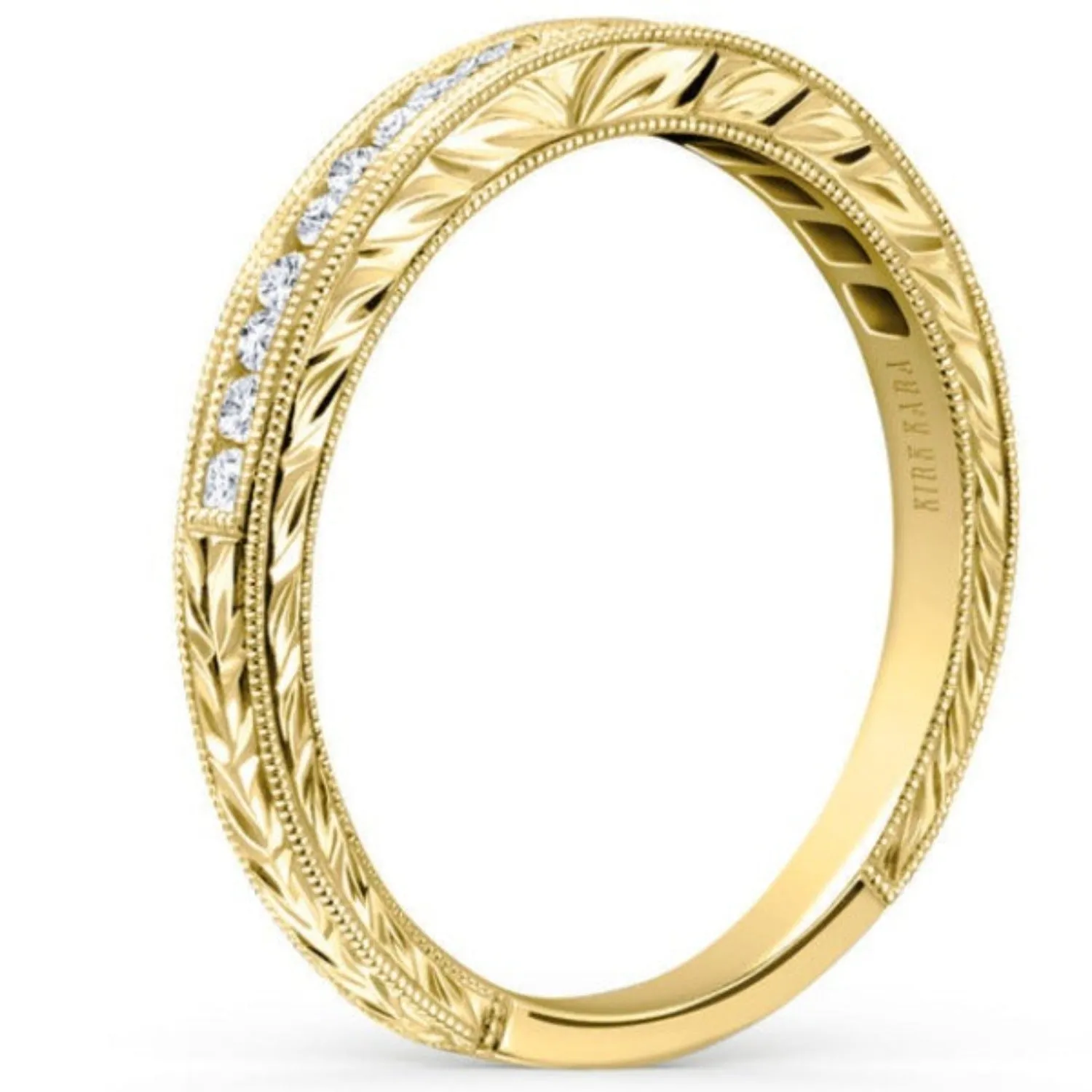 Kirk Kara "Stella" Wheat Engraved Diamond Wedding Band