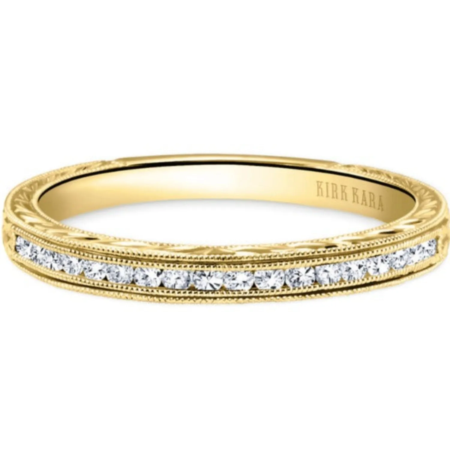 Kirk Kara "Stella" Wheat Engraved Diamond Wedding Band