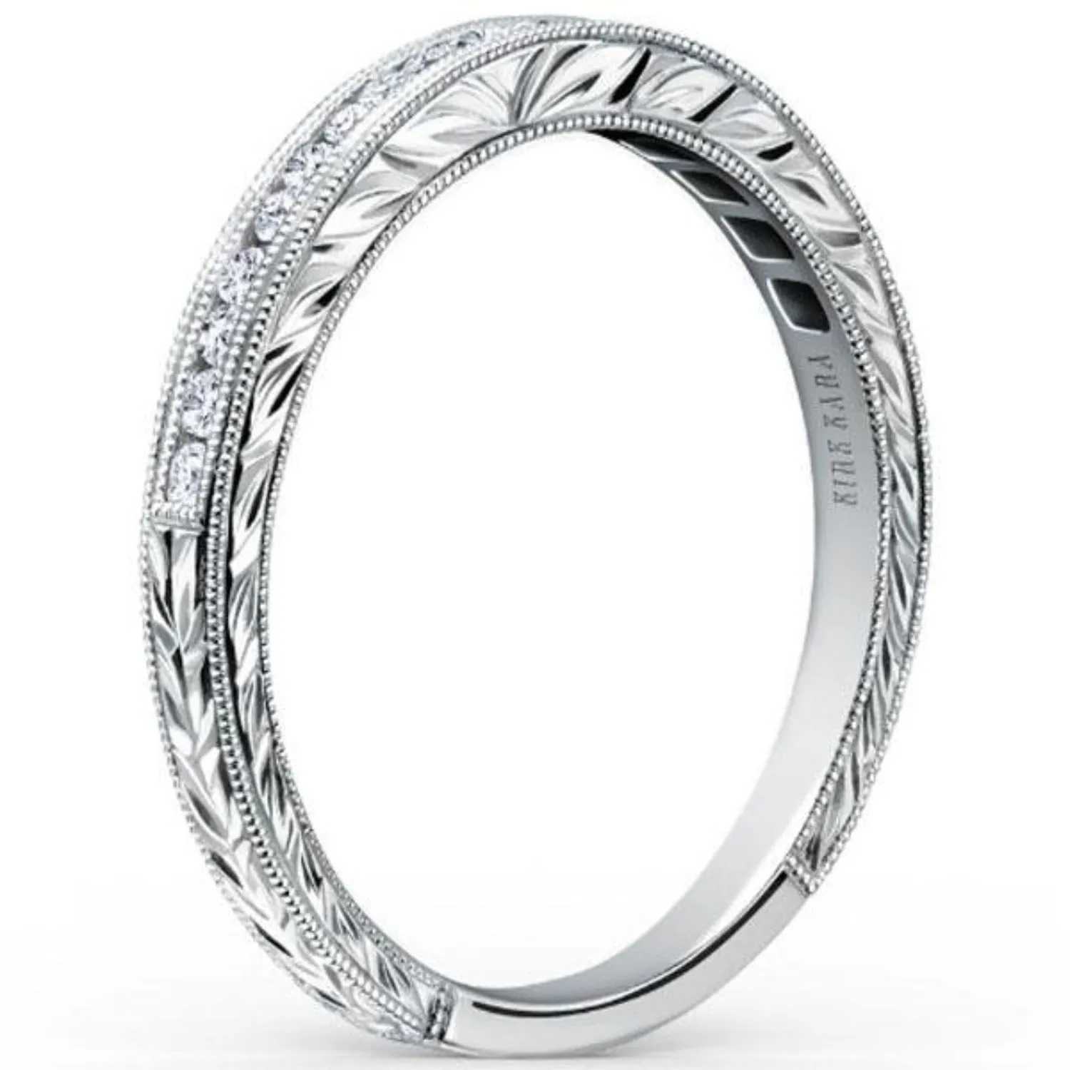 Kirk Kara "Stella" Wheat Engraved Diamond Wedding Band