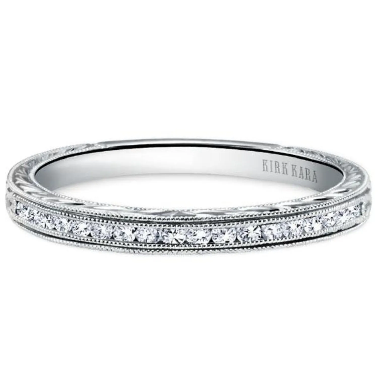 Kirk Kara "Stella" Wheat Engraved Diamond Wedding Band