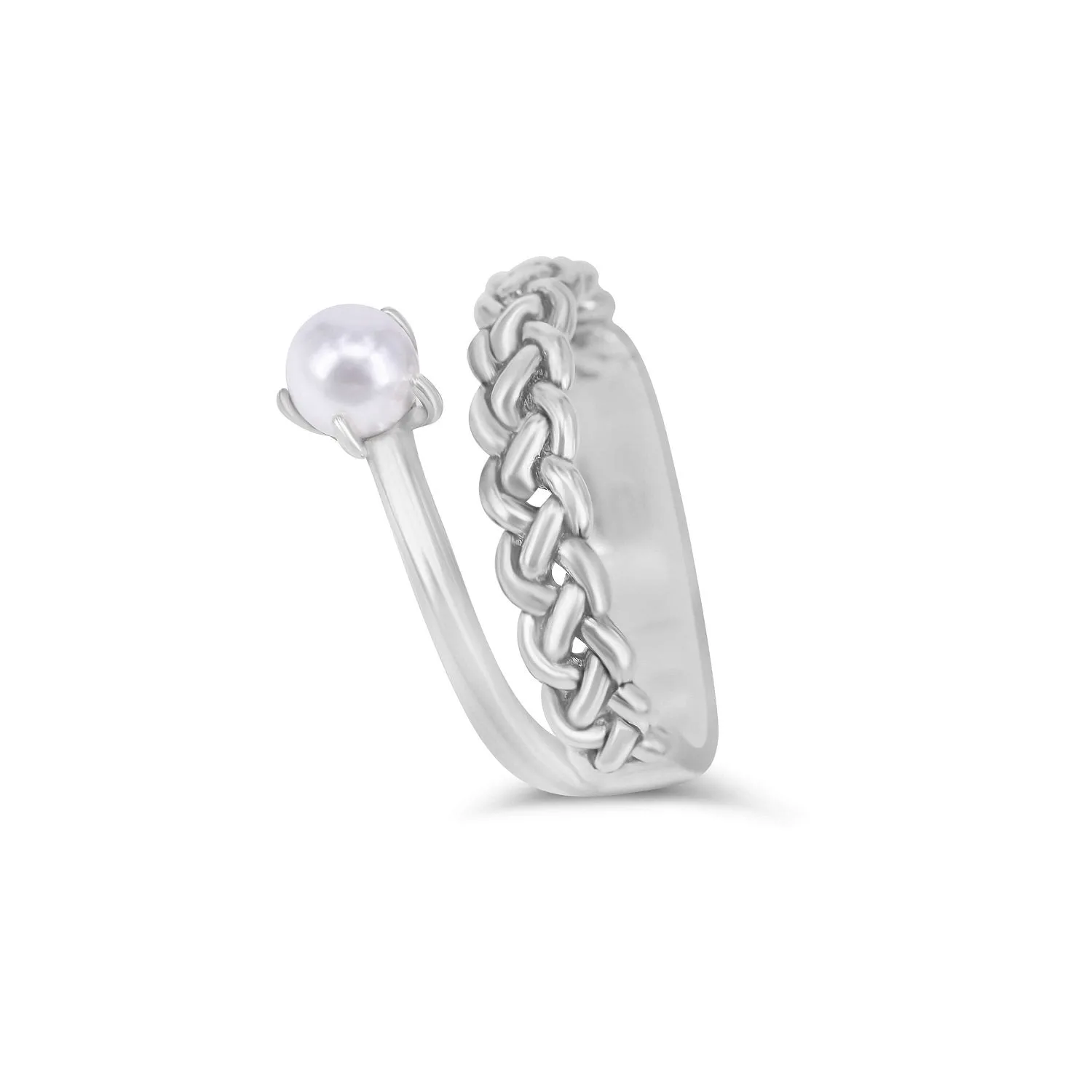 Knit Silver Pearl Ring