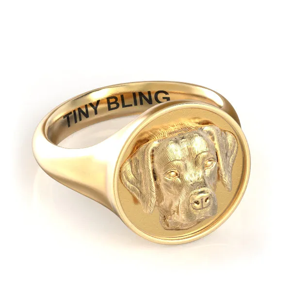 Labrador Retriever Classic Round Signet Ring