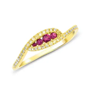 Leaf Ruby and Diamond Ring
