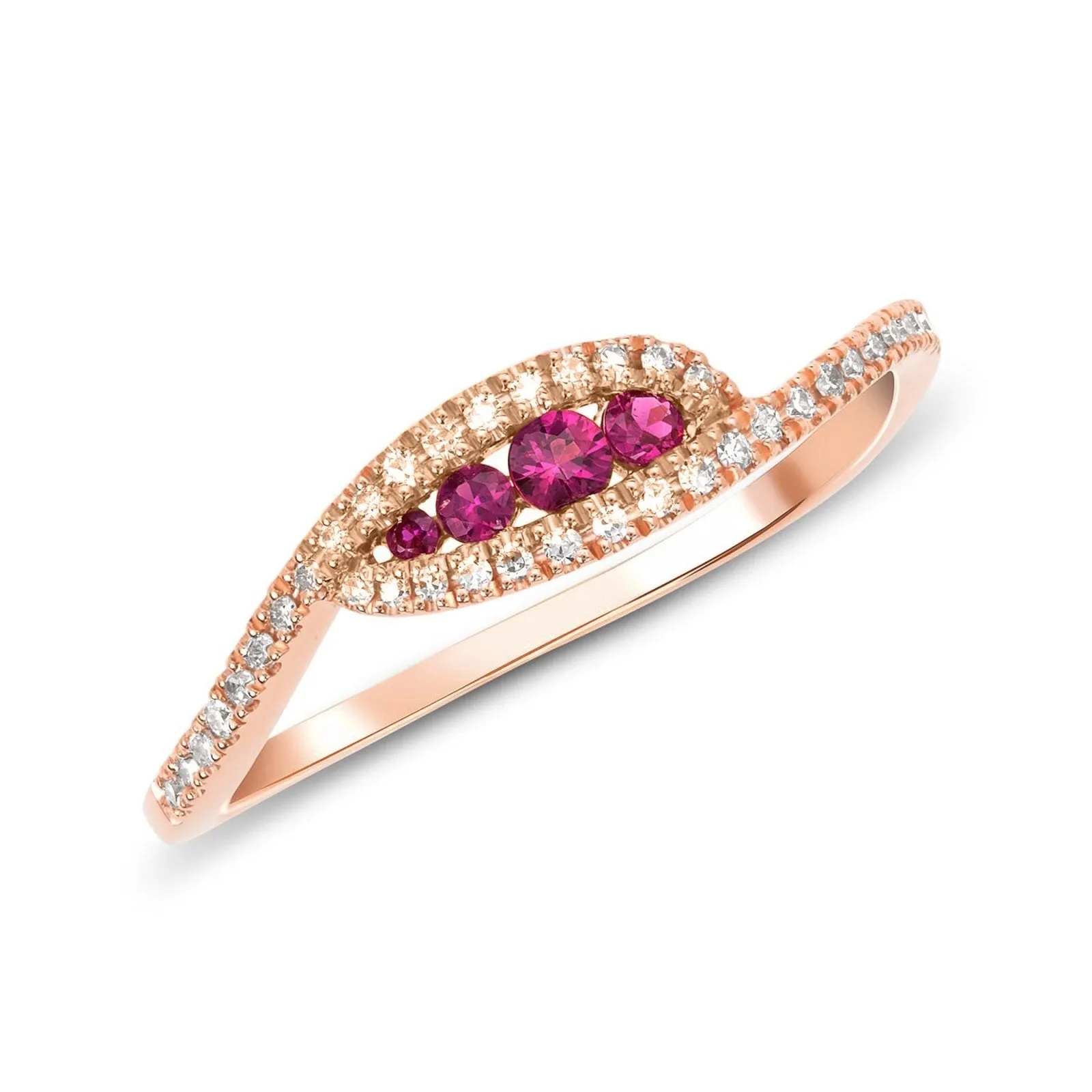 Leaf Ruby and Diamond Ring