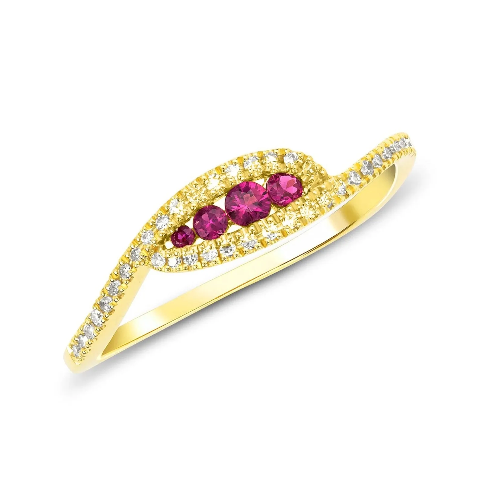 Leaf Ruby and Diamond Ring