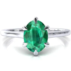 Lizzy Oval Emerald 6 Claw Prong Cathedral Engagement Ring