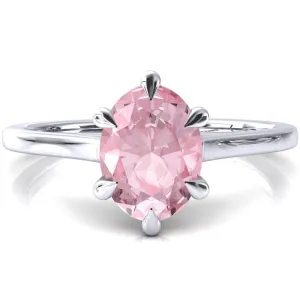 Lizzy Oval Pink Sapphire 6 Claw Prong Cathedral Engagement Ring