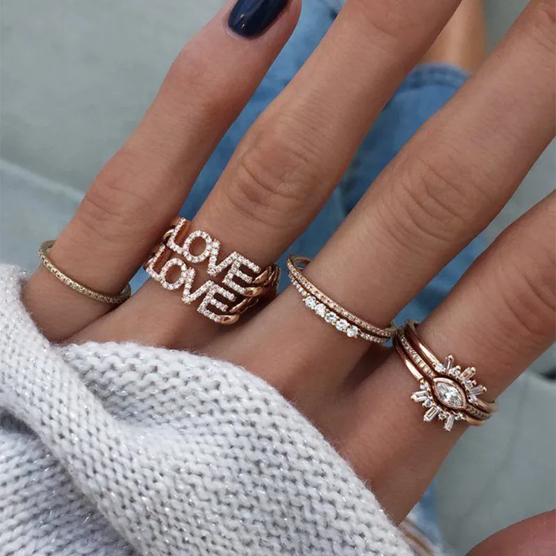 Luna Skye Diamond LOVE Chain Ring