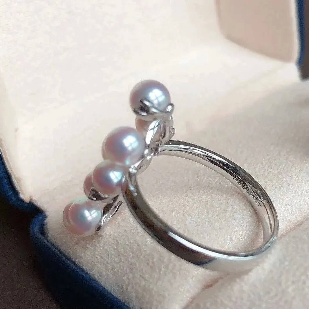 Luxury Series Rhombus Japanese Akoya Pearl & Diamond Ring