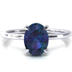 Lyla Oval Alexandrite 4 Claw Prong Single Rail Solitaire Ring