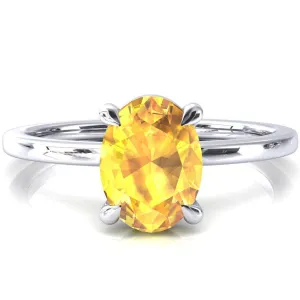 Lyla Oval Yellow Sapphire 4 Claw Prong Single Rail Solitaire Ring