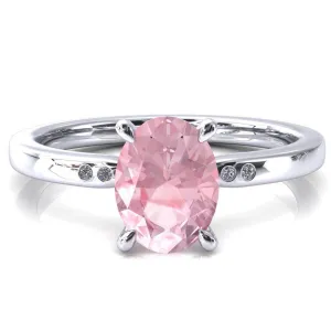 Maise Oval Pink Sapphire 4 Prong Diamond Accent Engagement Ring