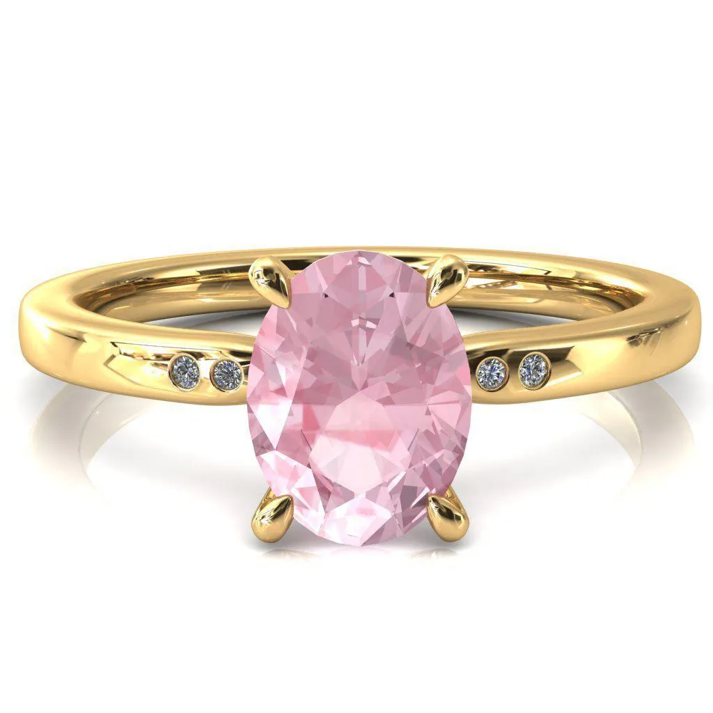 Maise Oval Pink Sapphire 4 Prong Diamond Accent Engagement Ring