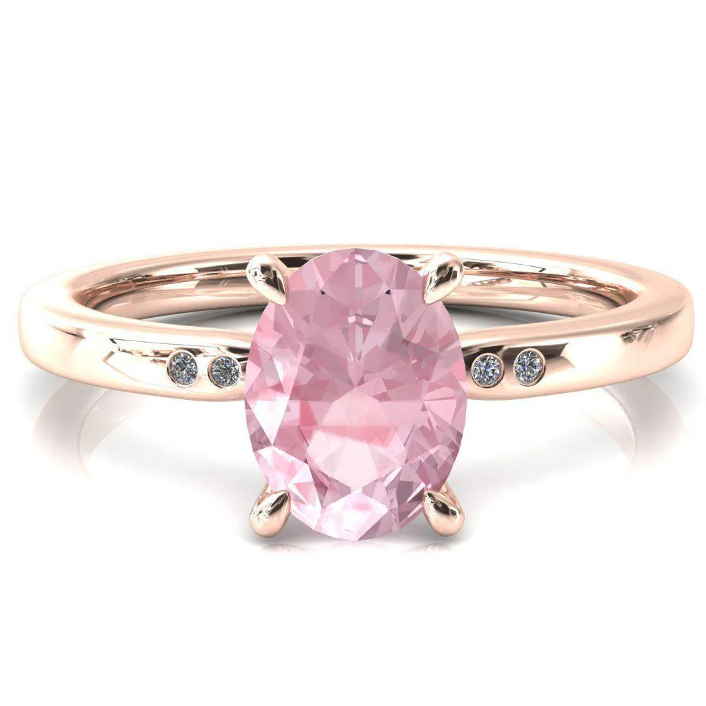 Maise Oval Pink Sapphire 4 Prong Diamond Accent Engagement Ring