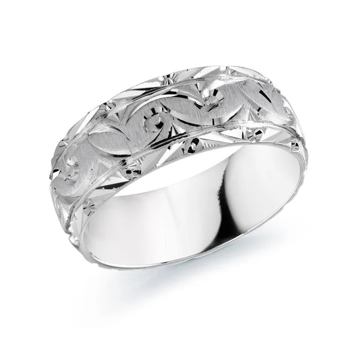 Malo 14K White Gold (8mm) Carved Band