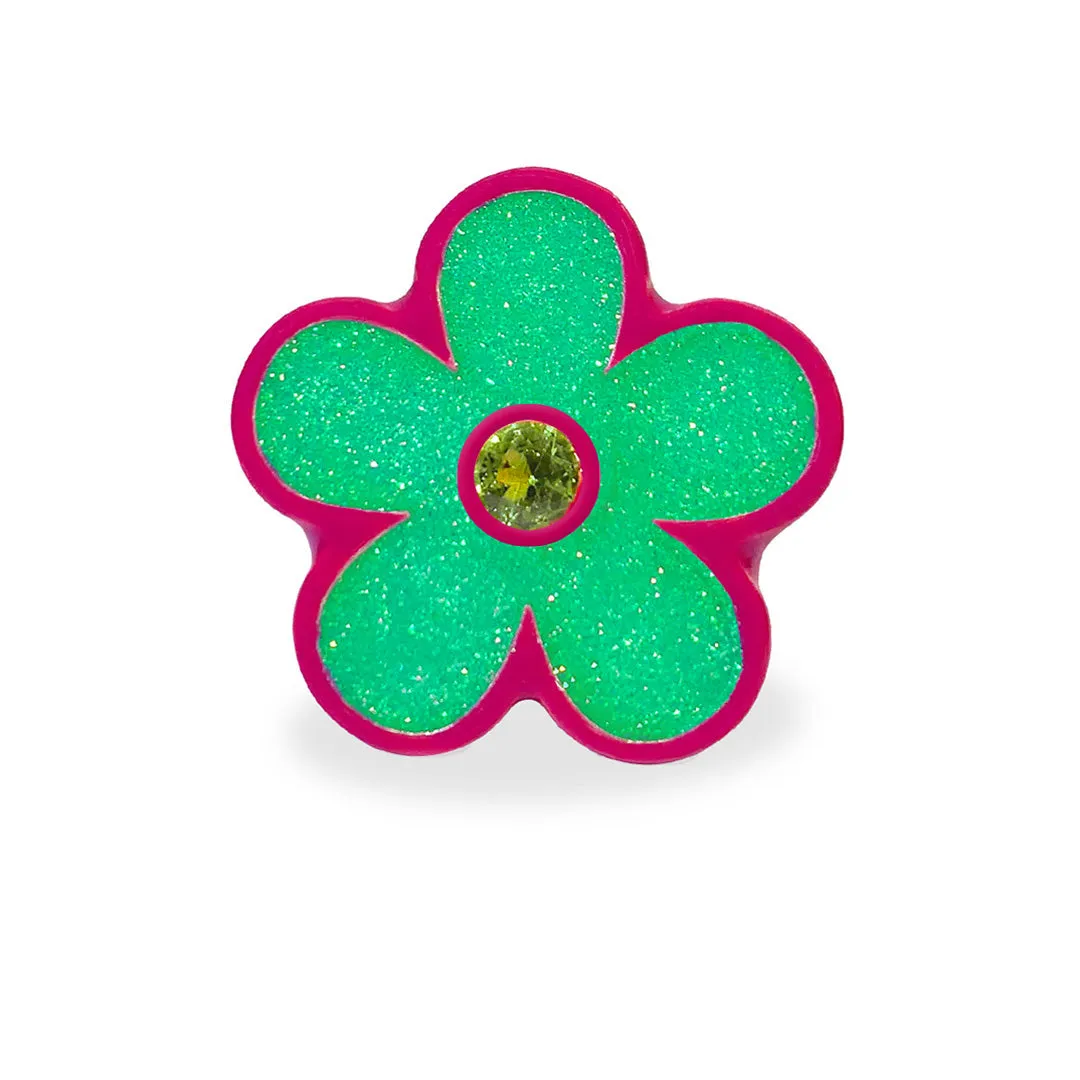 M'ama Ring - Fuchsia Ring with Green Flower