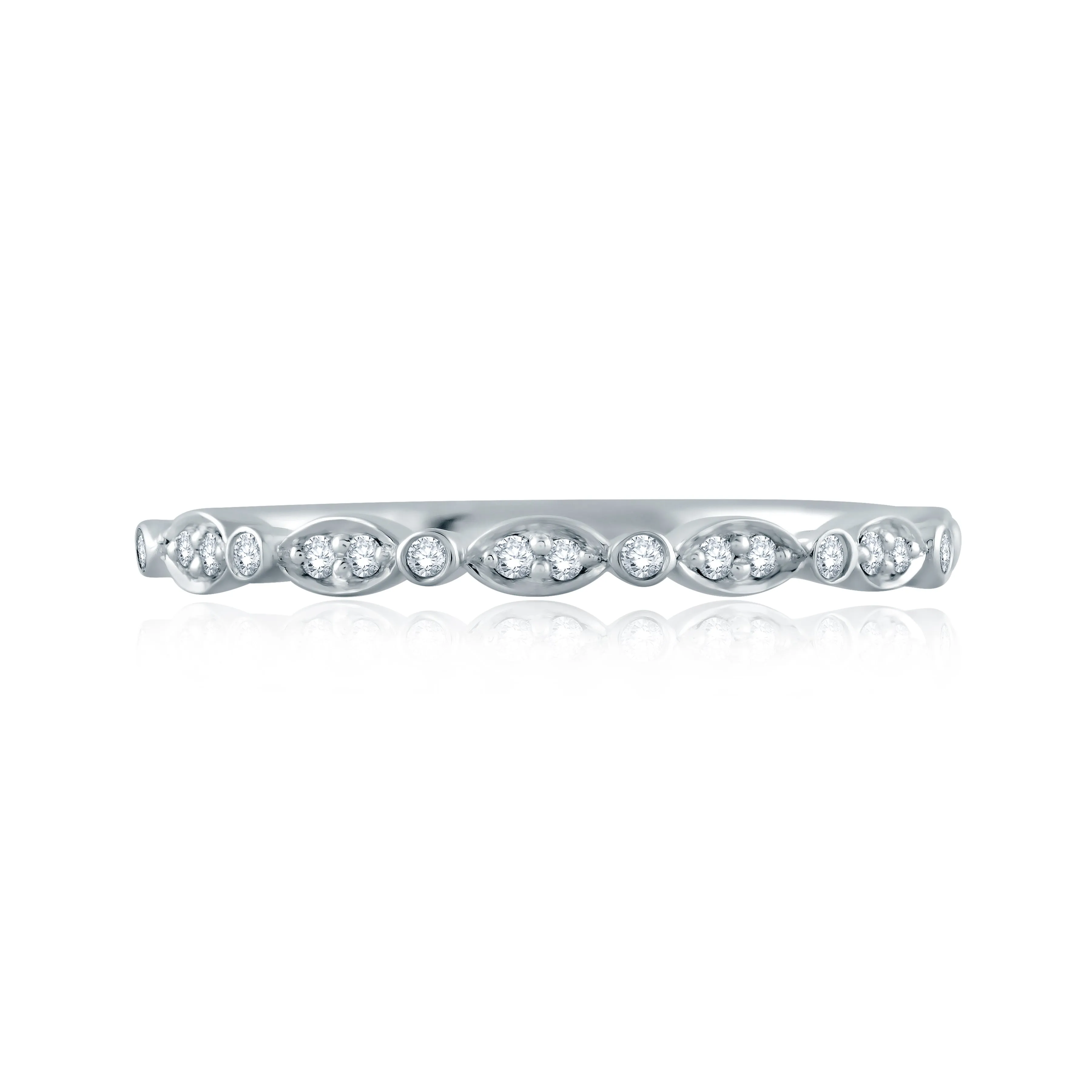 Marquise and Round Shape Diamond Stackable Half Circle Band